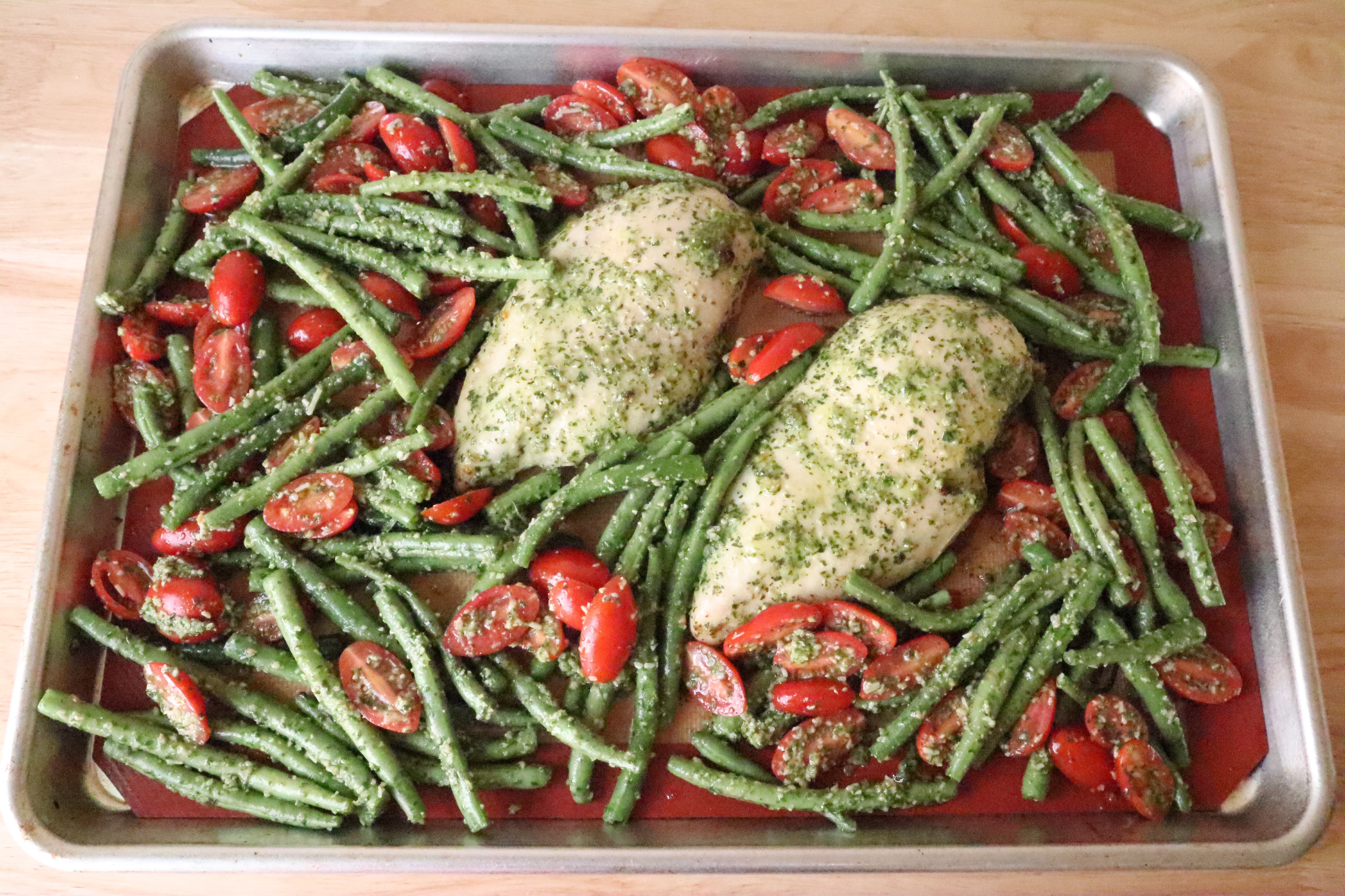 Sheet Pan Pesto Chicken And Veggies - Hookom On Health